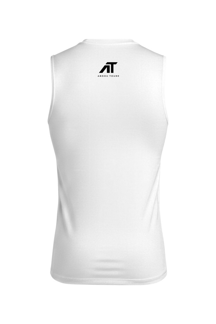 Abdou Toure Compression Tanktop - White (with Abdou Logo + Name) — back